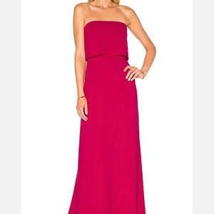 Halston Heritage Cerise Strap Tiered Dress